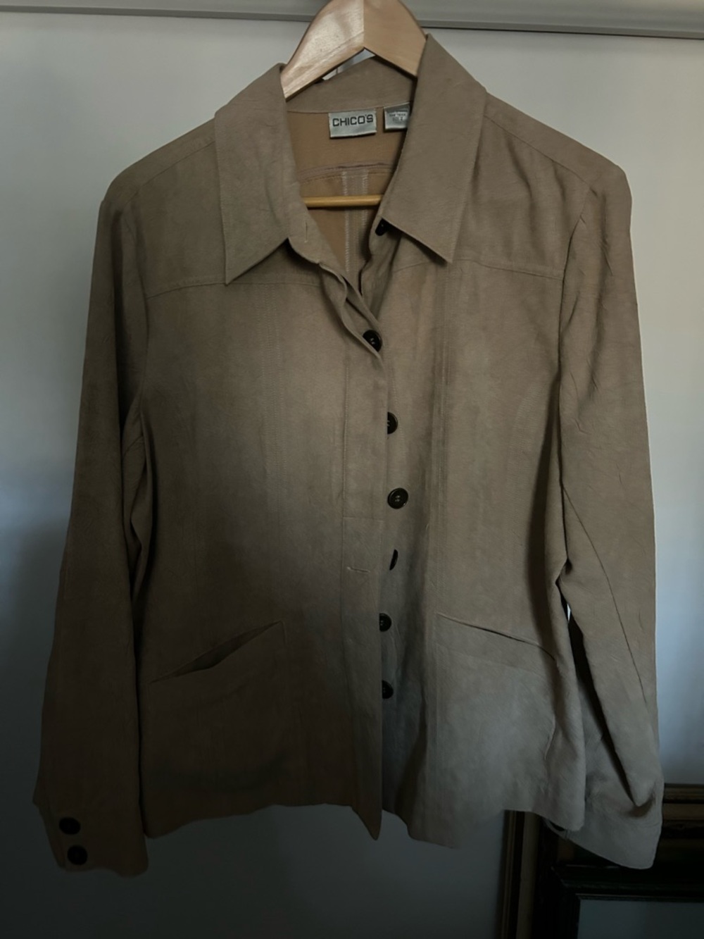 Chico's Neutral Tan Button-Front Blazer